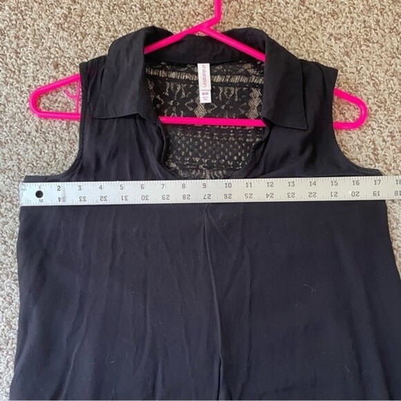 Xhilaration Black Lace Back Tank Top Blouse size M Collar V-neck Dressy Casual - Picture 7 of 11